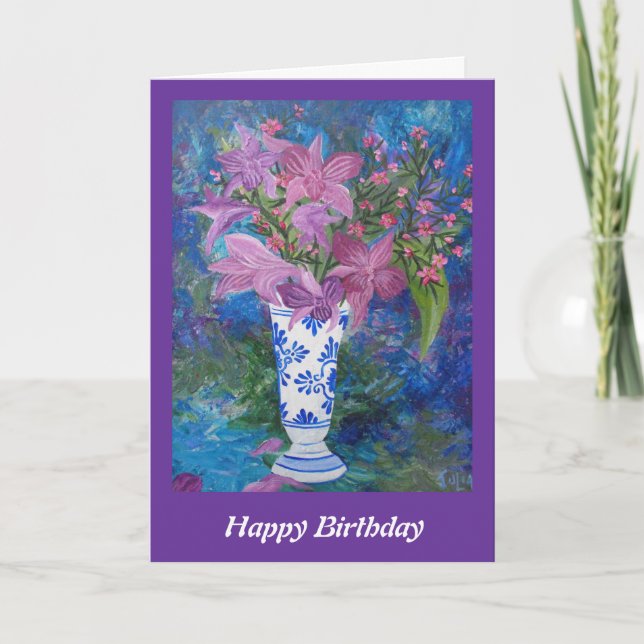 Cartão de aniversário da orquídea (Frente)