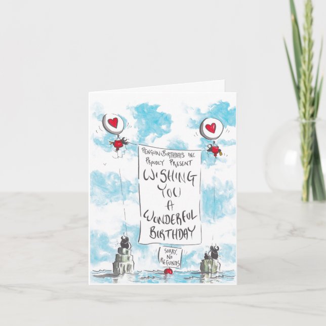 Cartão de aniversário da Penguins Inc (Frente)