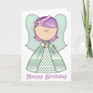 Cartão de Aniversário da Pequena Fada Anjo Feliz