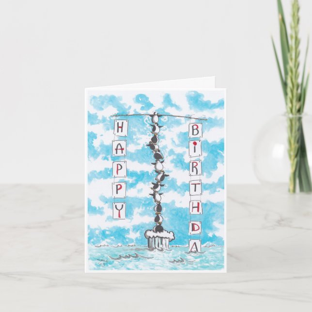 Cartão de Aniversário da Pirâmide Penguin (Frente)