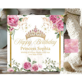 Cartão de Aniversário da Princesa Coroa Dourada ro
