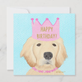 Cartão de Aniversário da Princesa Golden Retriever
