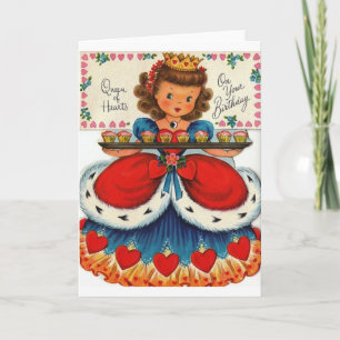 Cartão De Aniversário Da Rainha Retrora Do Cora