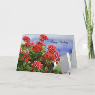 Cartão de Aniversário da Red Geraniums