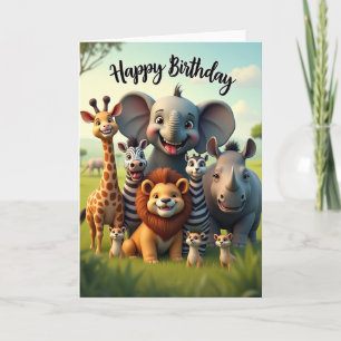 Cartão de Aniversário da Savana Alegre