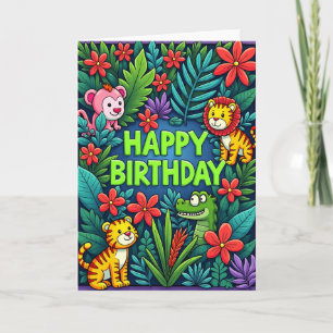 Cartão de Aniversário da Selva Tropical
