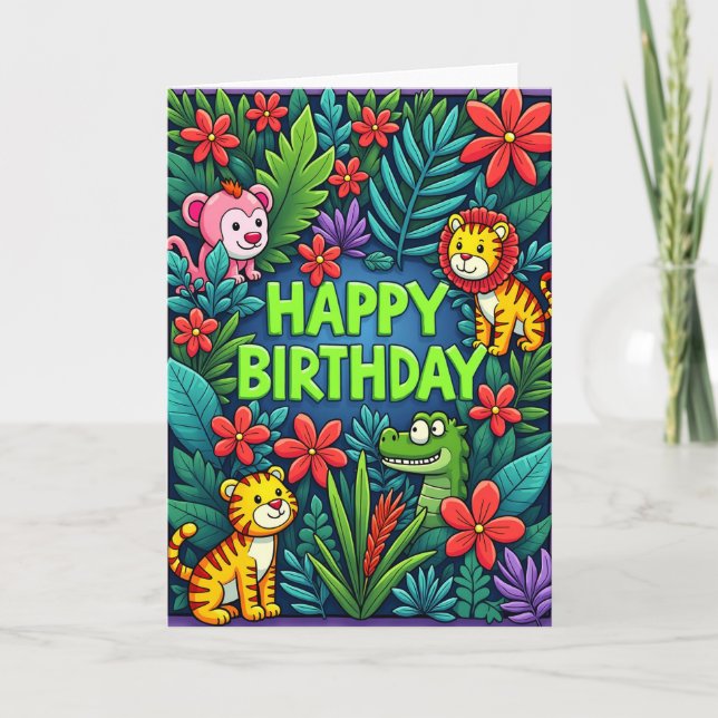 Cartão de Aniversário da Selva Tropical (Frente)