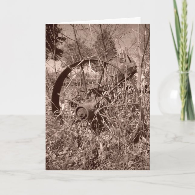 Cartão de aniversário da Sepia Wagon Wheel #2 (Frente)