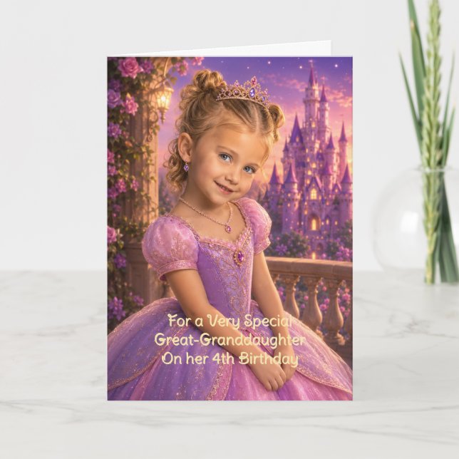 Cartão de Aniversário da Sua Princesa Bisneta (Frente)
