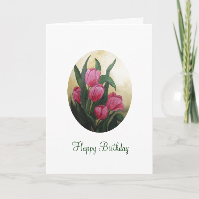 Cartão de aniversário da tulipa (Frente)