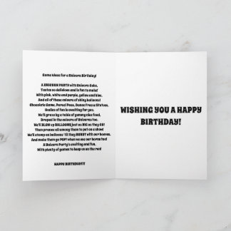 Cartão de aniversário da UNICORN para diversão inf