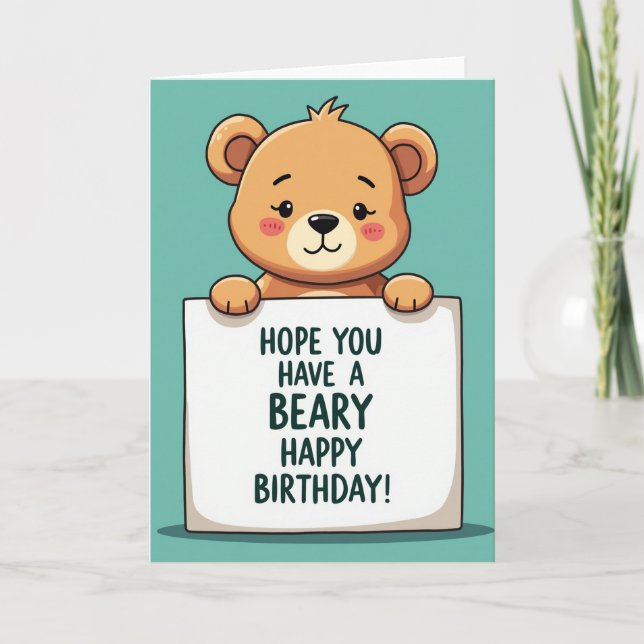 Cartão de Aniversário da Ursa Simpática (Frente)