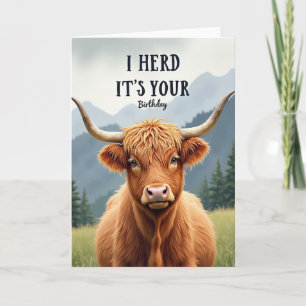 Cartão de Aniversário da Vaca Highland