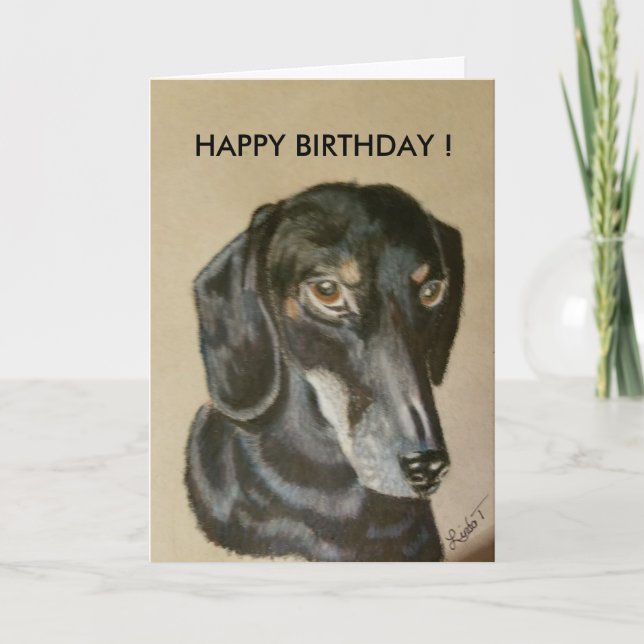 Cartão de Aniversário Dachshund (Frente)