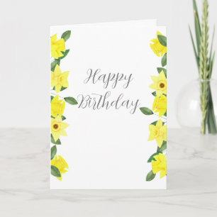 Cartão de Aniversário Daffodil Watercolor