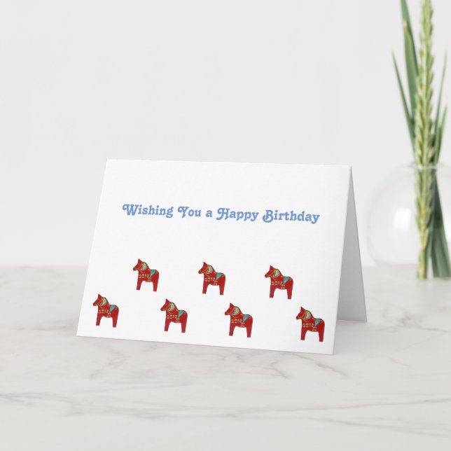 Cartão de Aniversário Dala Horse (Frente)