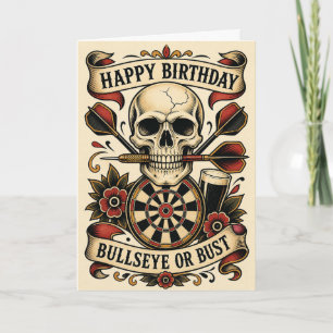 Cartão de Aniversário Darts Bullseye Or Bust