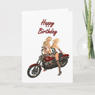 Cartão de aniversário das meninas do motociclist