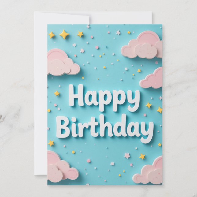 Cartão de Aniversário das Nuvens Dreamy (Frente)