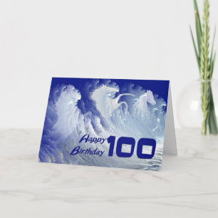 Cartão de aniversário de 100 anos, com cavalos sur