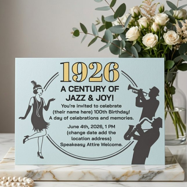 Cartão de Aniversário de 100 Anos Festa de Speakea (Criador carregado)