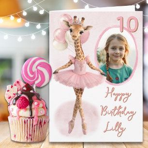 Cartão de Aniversário de 10 Anos da Girafa com Uma