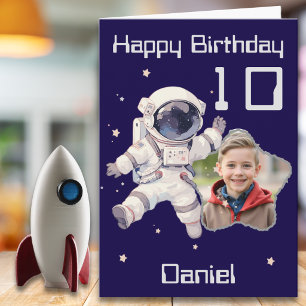 Cartão de Aniversário de 10 Anos do Astronauta com