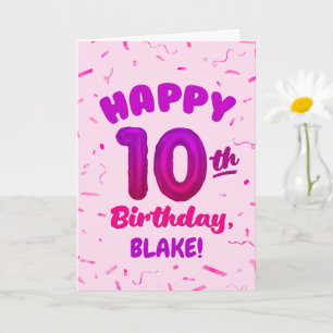 Cartão de Aniversário de 10 anos Feliz com Nome Pe