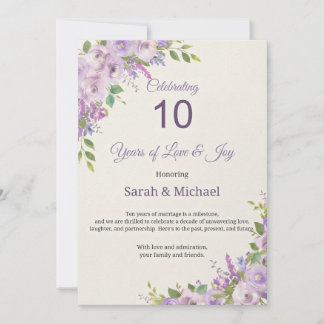 Cartão de Aniversário de 10 Anos | Saudação Floral