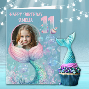 Cartão de Aniversário de 11 Anos Cauda de Sereia c