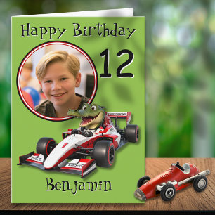 Cartão de Aniversário de 12 anos com Foto de Carro