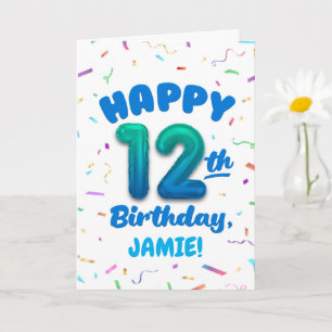 Cartão de Aniversário de 12 anos com Nome Personal