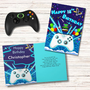 Cartão de Aniversário de 15 Anos Epic Gamer Feliz