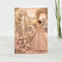 Cartão de Aniversário de 15 Anos Quinceañera Flora