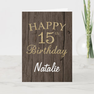 Cartão de Aniversário de 15 Anos Rustic Brown e Do
