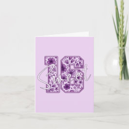 Cartão de Aniversário de 16 Anos - Número Floral R