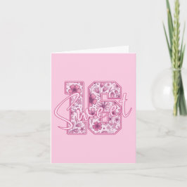 Cartão de Aniversário de 16 Anos - Número Floral R