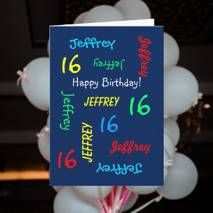 Cartão de Aniversário de 16 Anos Personalizado com