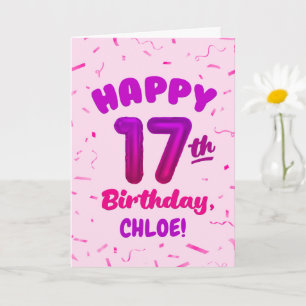 Cartão de Aniversário de 17 Anos com Nome Personal