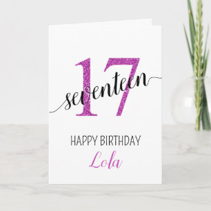 Cartão de aniversário de 17 participantes cor-de-r