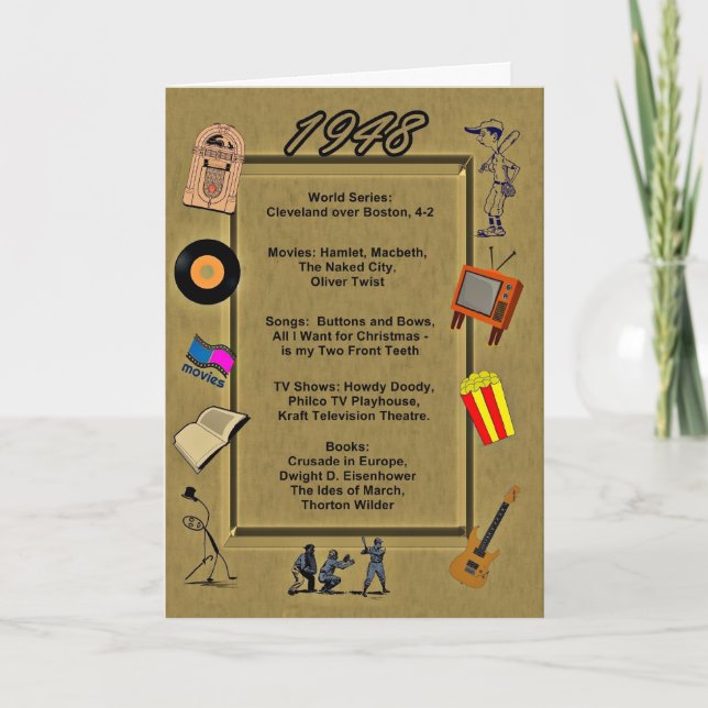 Cartão de aniversário de 1948 grande eventos (Frente)
