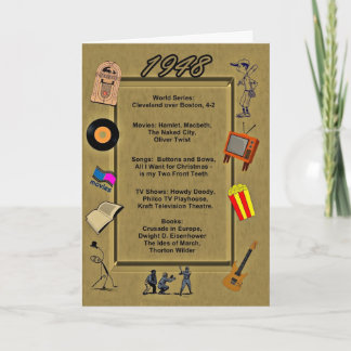 Cartão de aniversário de 1948 grande eventos