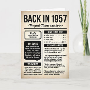 Cartão de Aniversário de 1957 com Fatos Divertidos