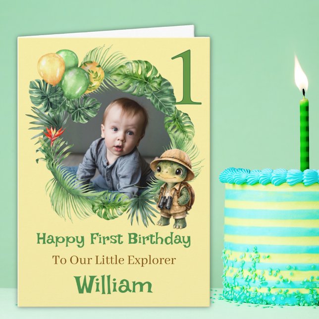 Cartão de Aniversário de 1 Ano Little Explorer com (Criador carregado)