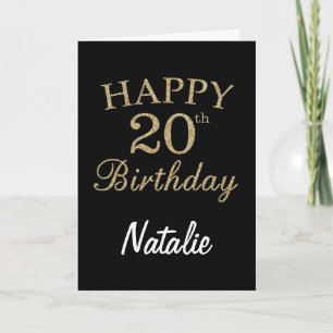 Cartão de aniversário de 20 brilhante preto e Do