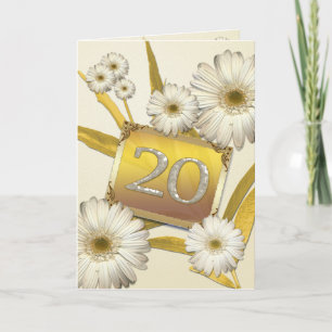 Cartão de aniversário de 20 com margaridas.