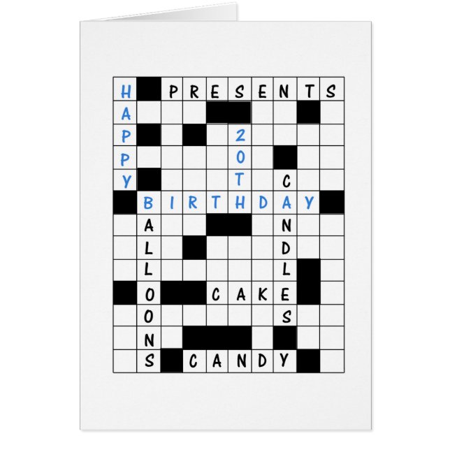 Cartão de Aniversário de 20, Crossword Quebra-cabe (Frente)