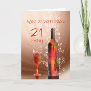 Cartão de aniversário de 21 anos de vinho