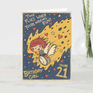 Cartão de Aniversário de 21 Anos no Estilo Retrô p