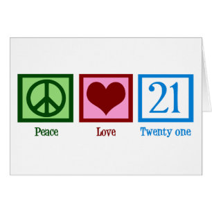 Cartão de Aniversário de 21 anos Paz Amor
